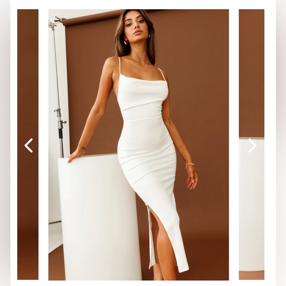 FRIEDA COWL NECK MIDI DRESS